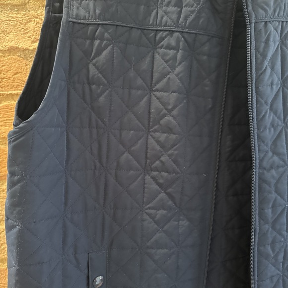 Talbots Womens Quilted Puffer Vest Navy Pockets Collar Zip Front 2X - Picture 2 of 6